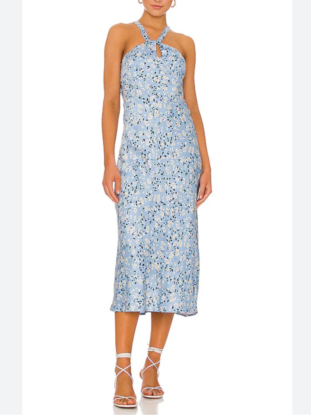 ASTR the label Blue and White ditsy floral Sandrine Midi Dress size XS